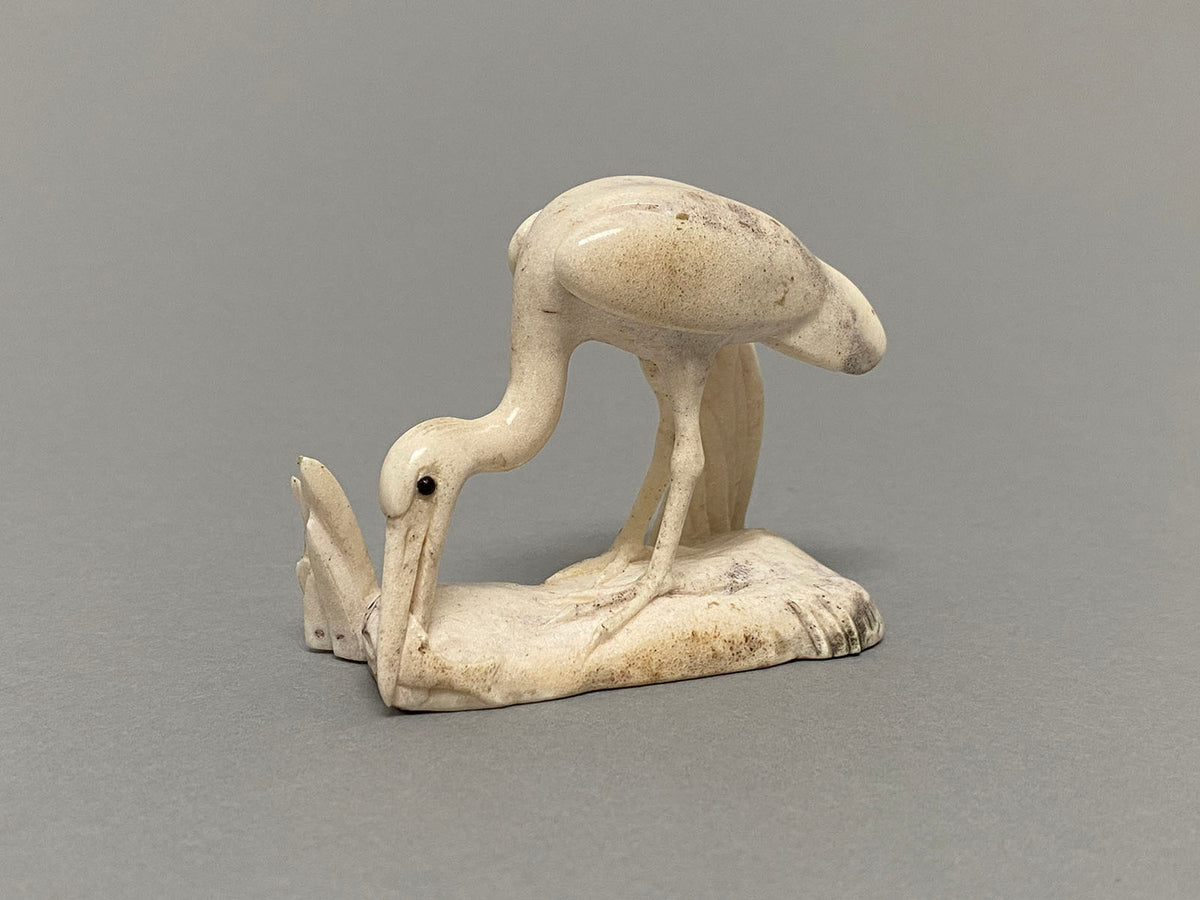 Egret with Fish and Two Frogs