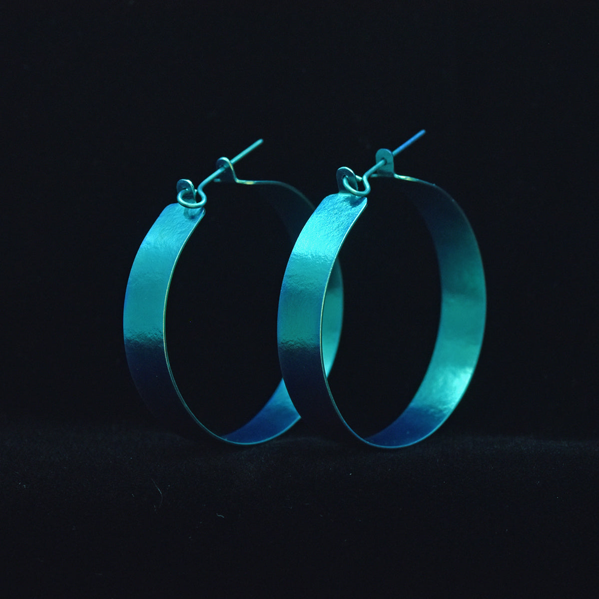 Hoop earrings. Aqua.