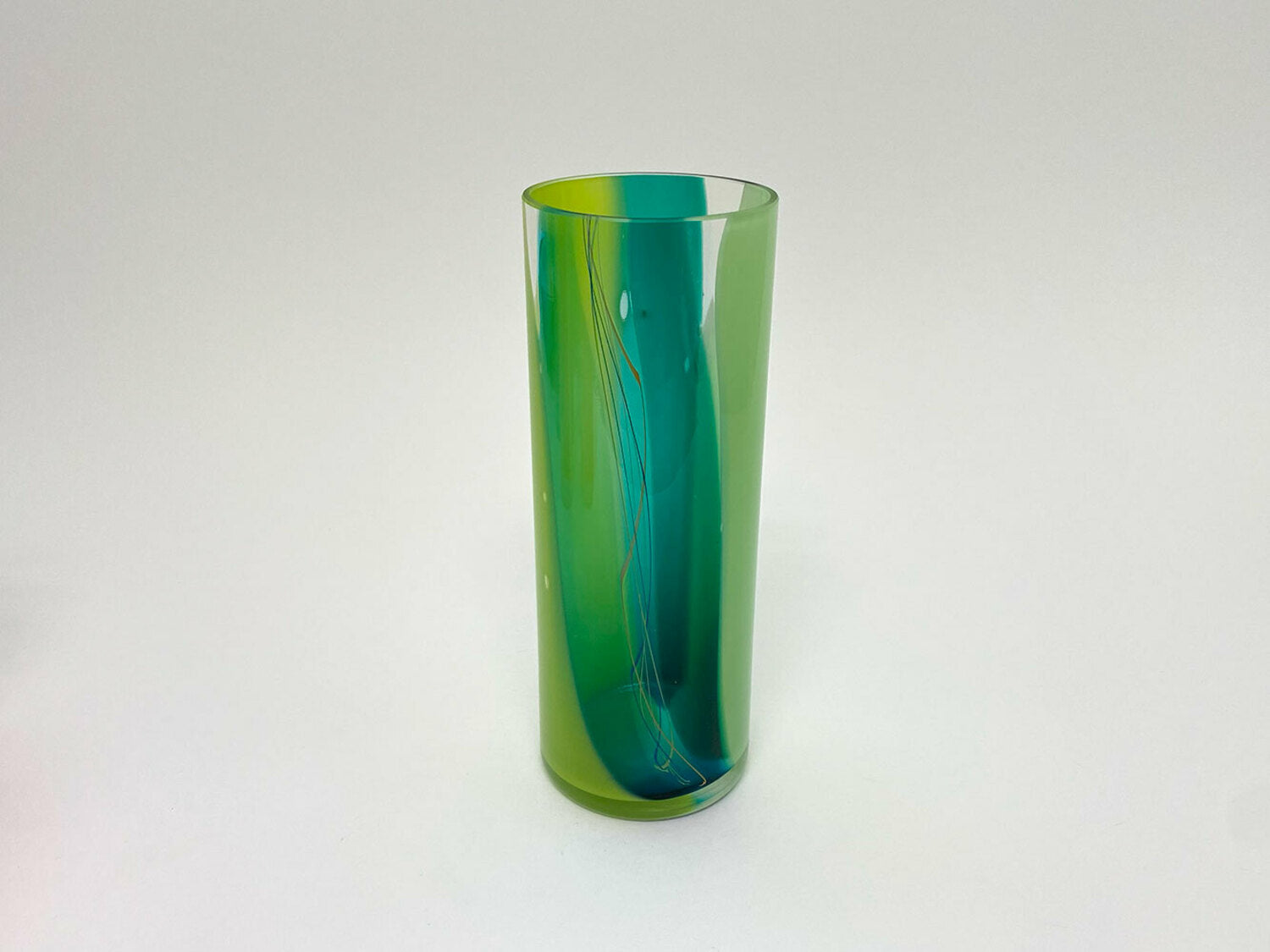 Mixed colour wide cylinder vase - Green