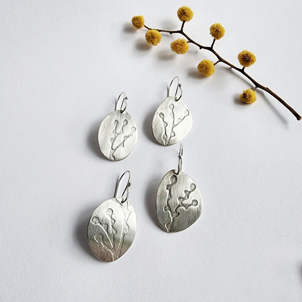 Wattle bud silver hooks 1