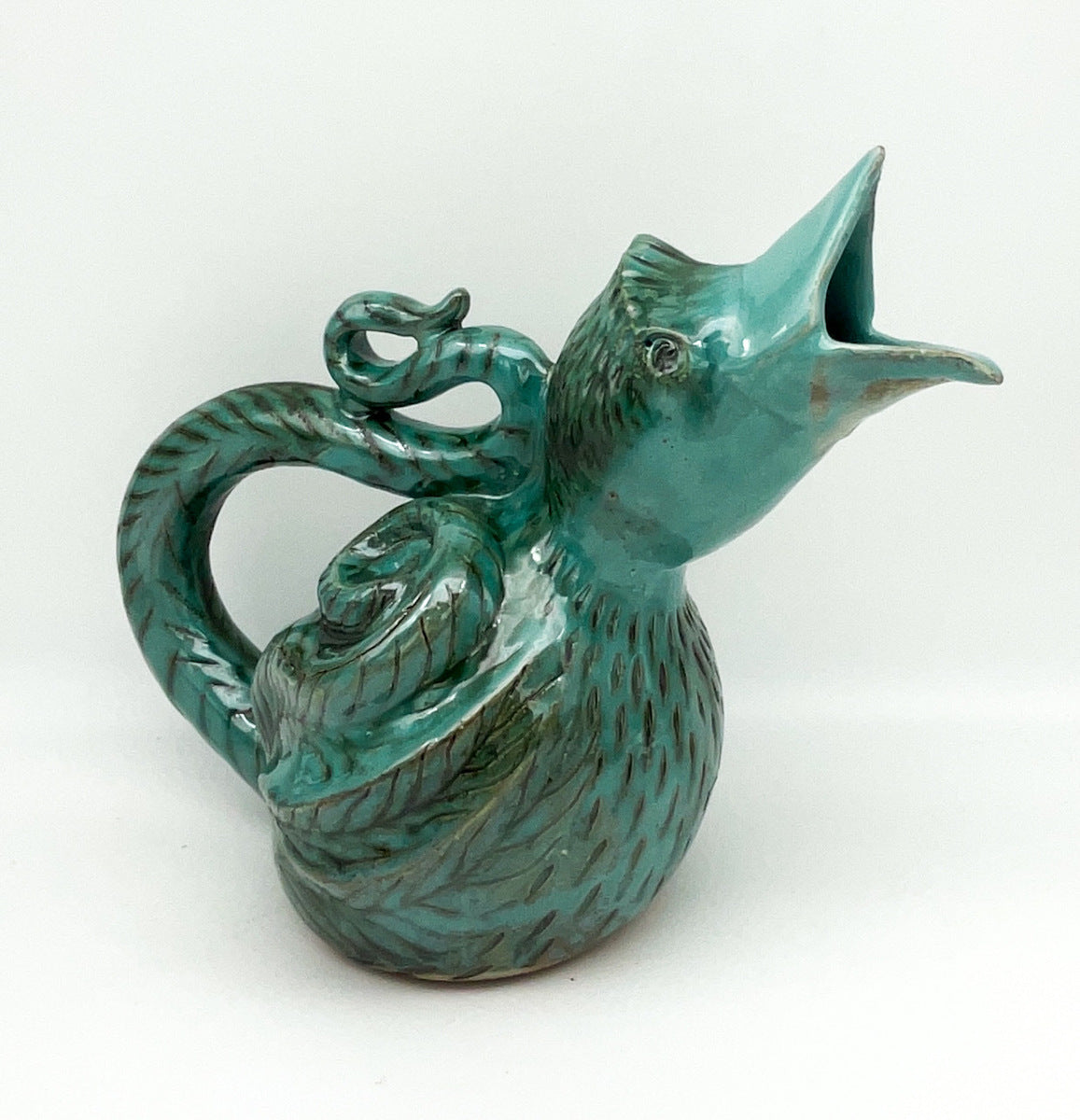 Lyrebird Gluggle Jug - turquoise
