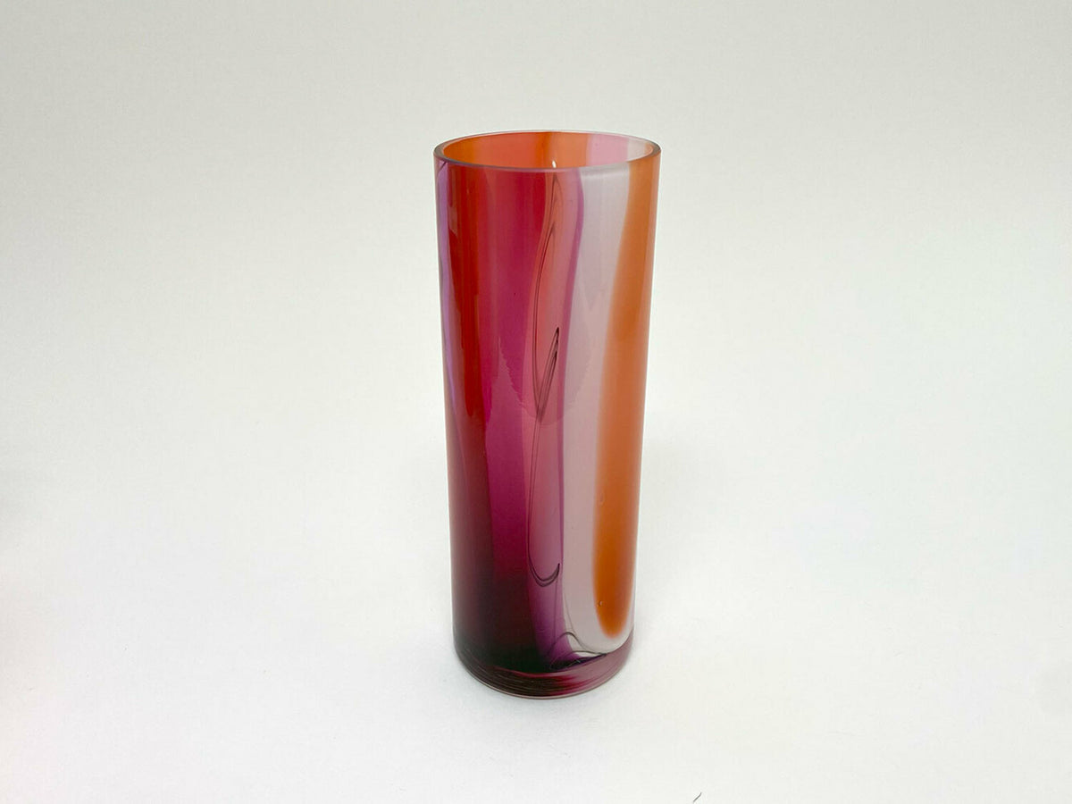 Mixed colour wide cylinder vase - Pink