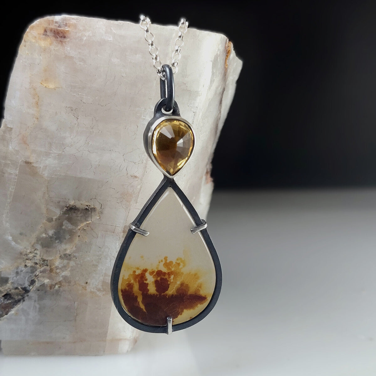 Scenic Agate and Citrine Necklace