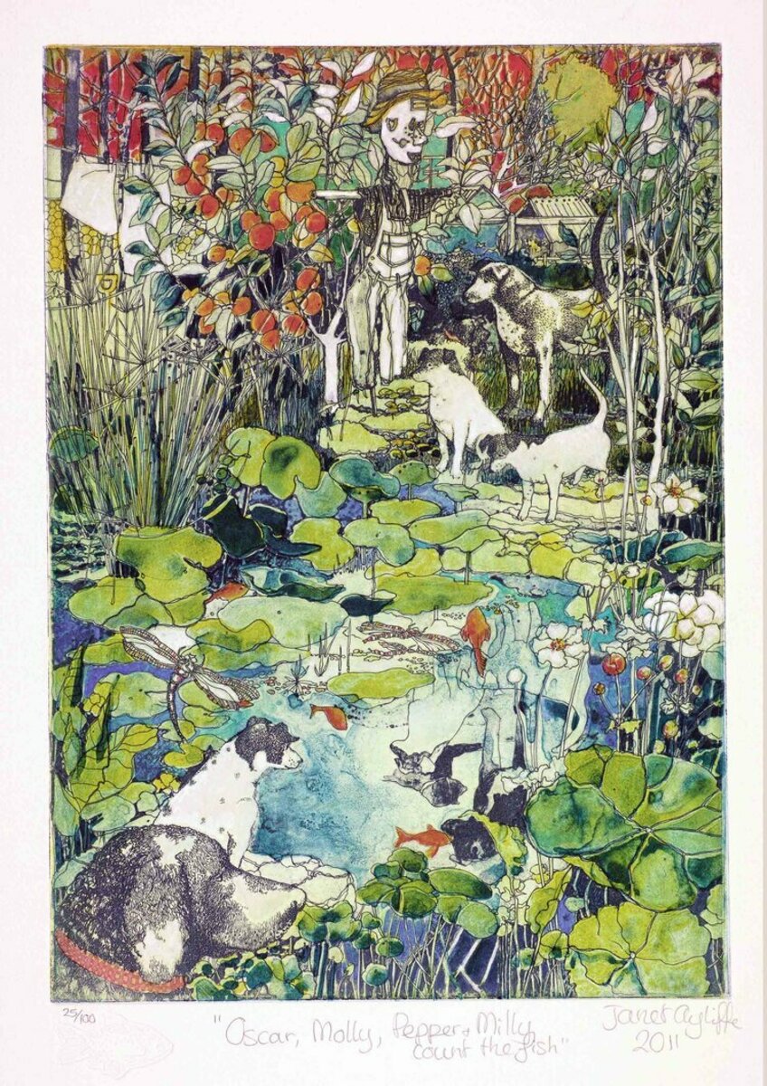 Oscar, Molly, Milly and Pepper count the fish