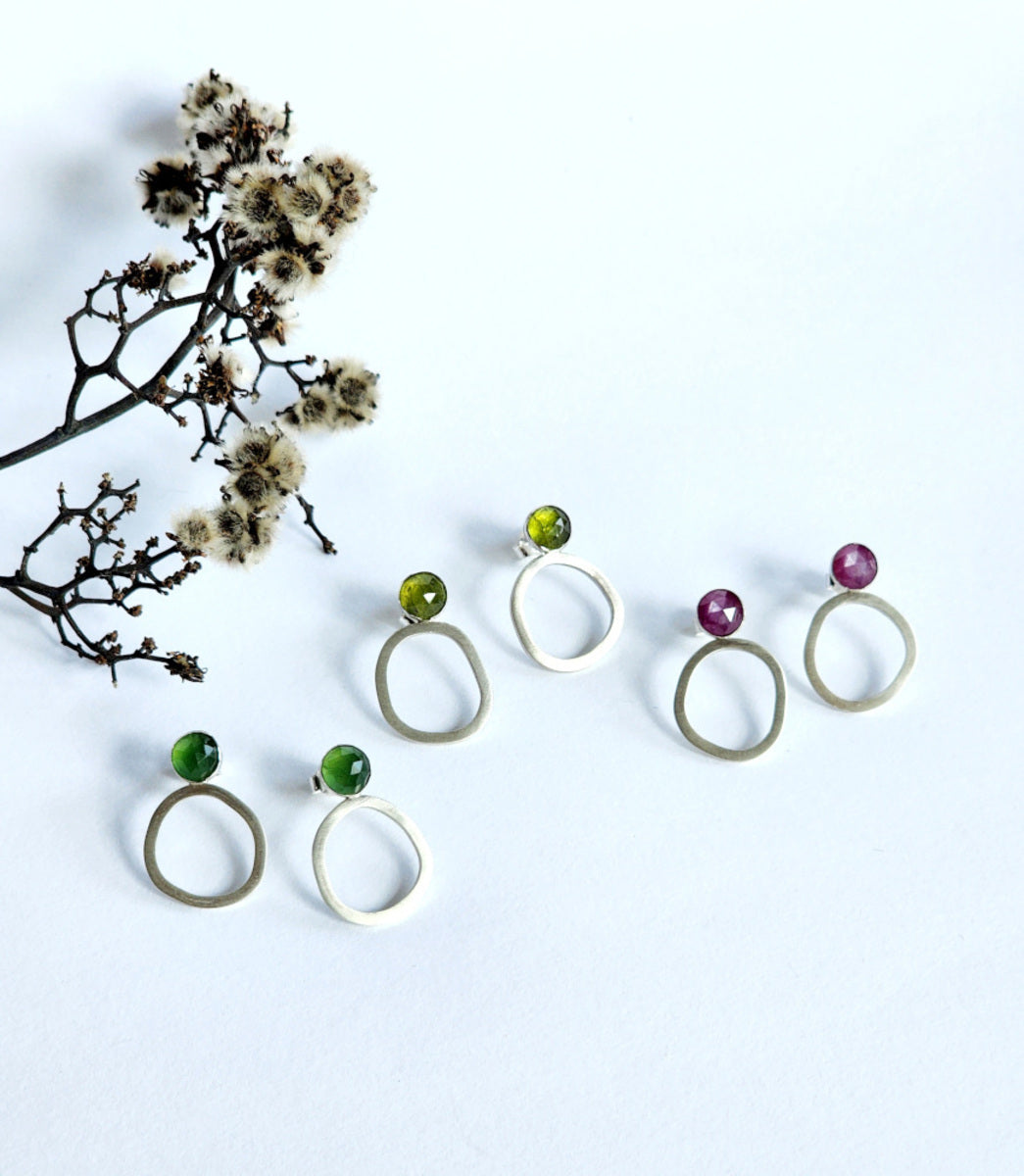 Gem Cycle Studs with Silky Ruby