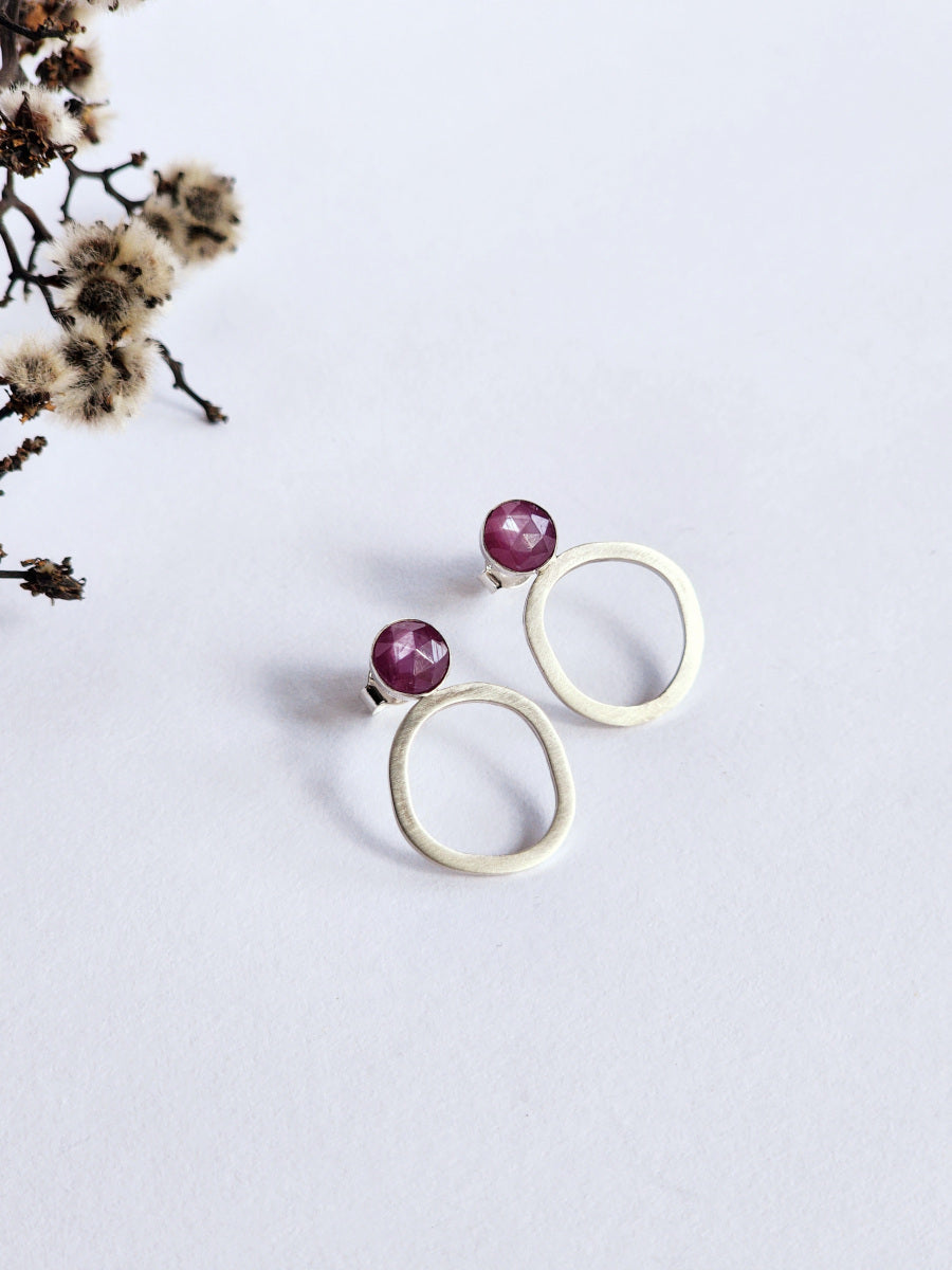 Gem Cycle Studs with Silky Ruby