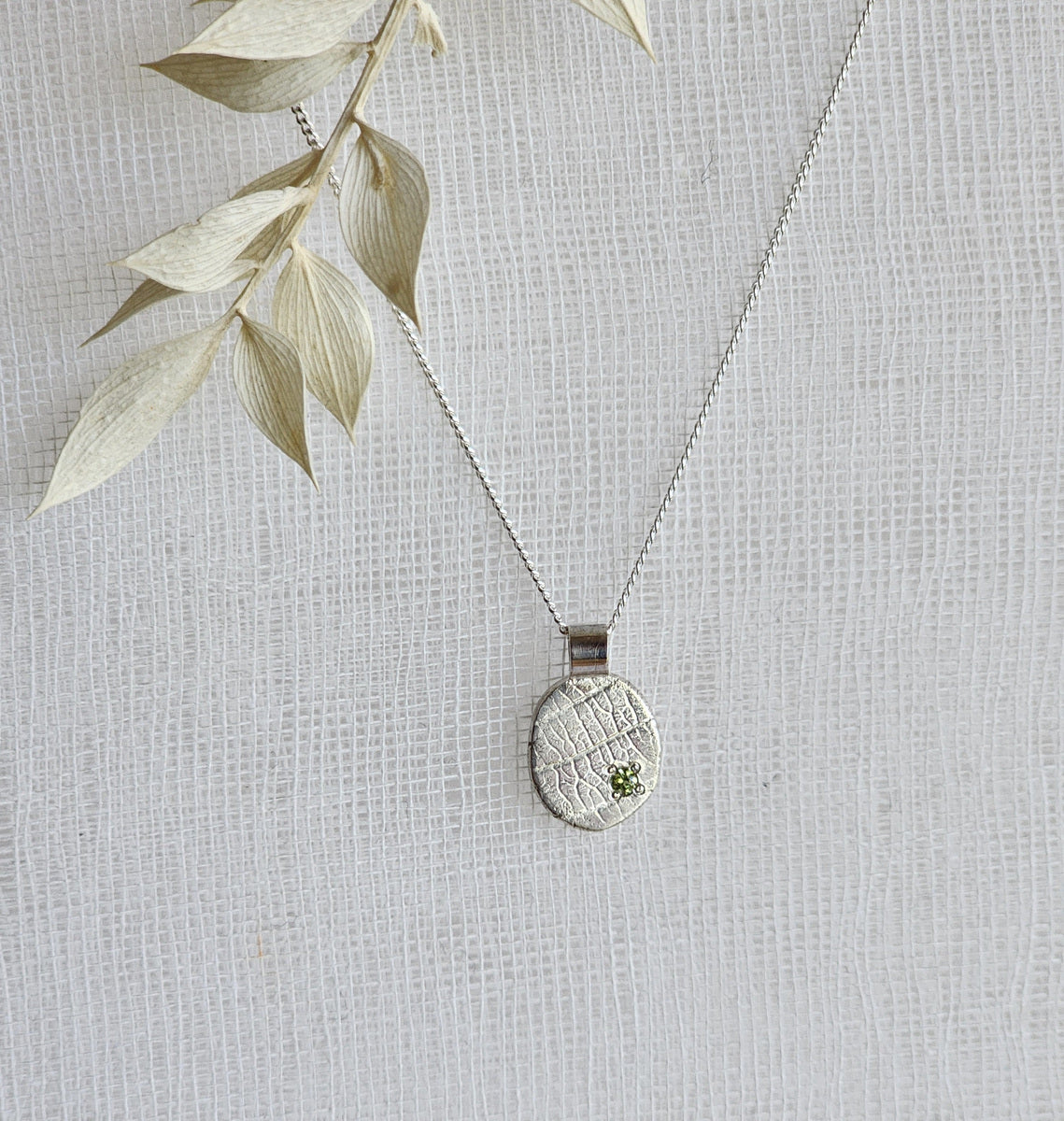 Relic Leaf Impression Necklace with Peridot