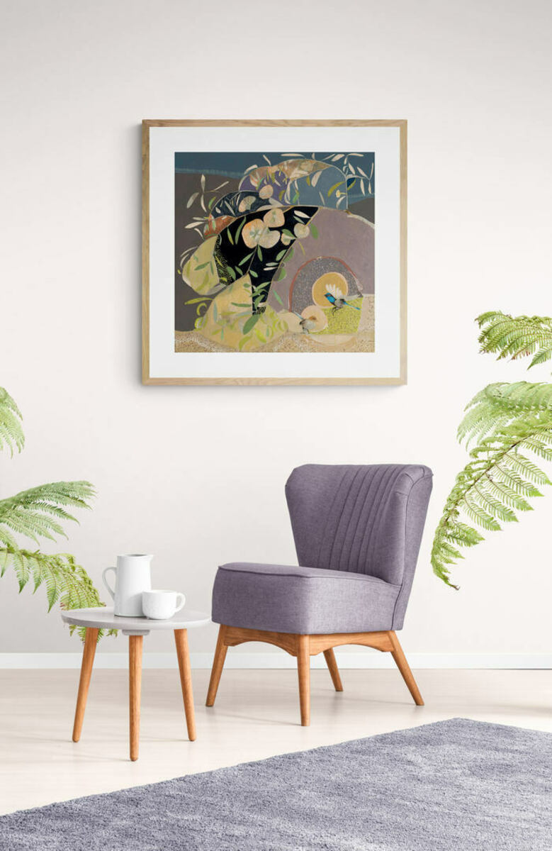 Gentle Growth, Blue Wren and Eucalyptus