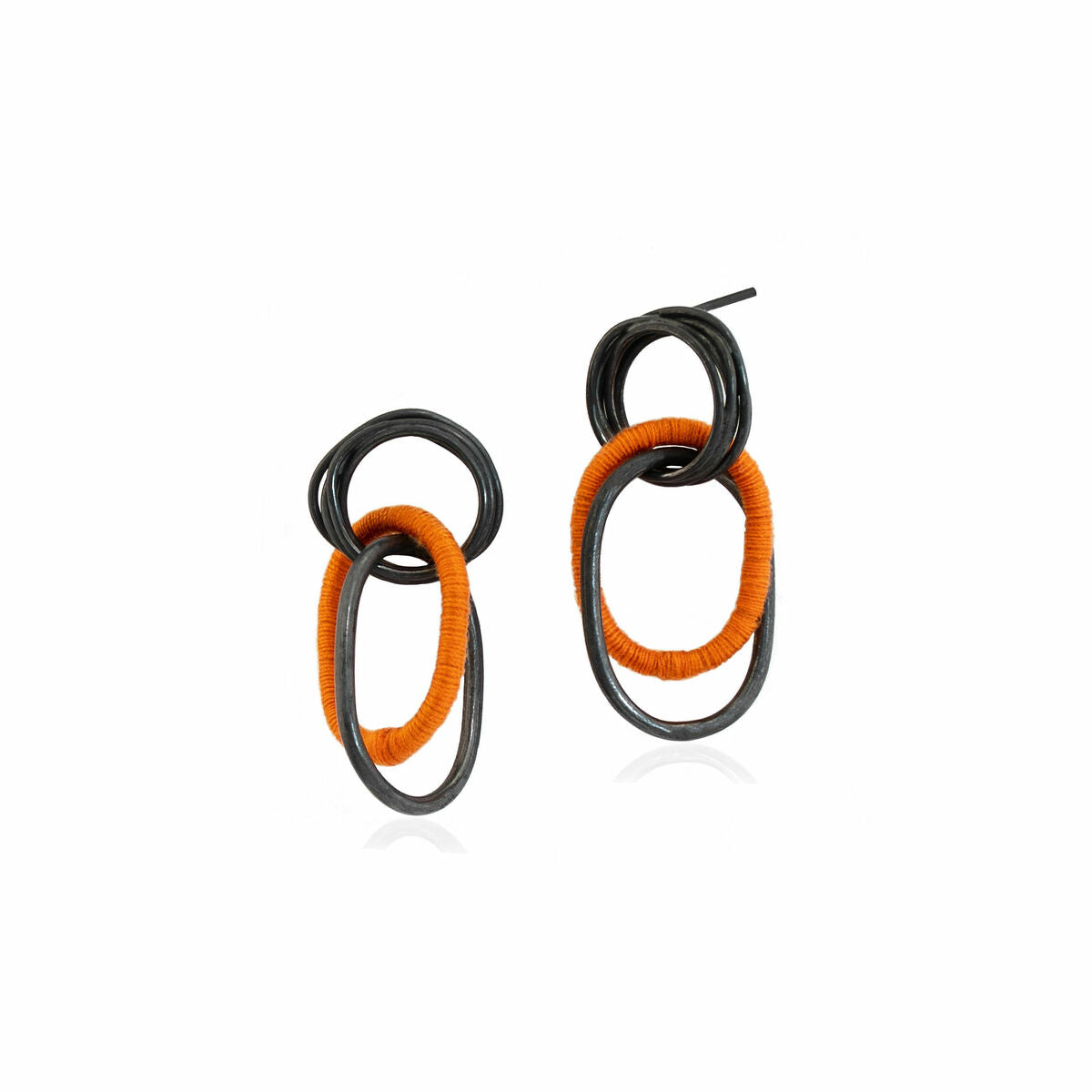 Wrapped Orange Oxidized Dangle Earrings (small)
