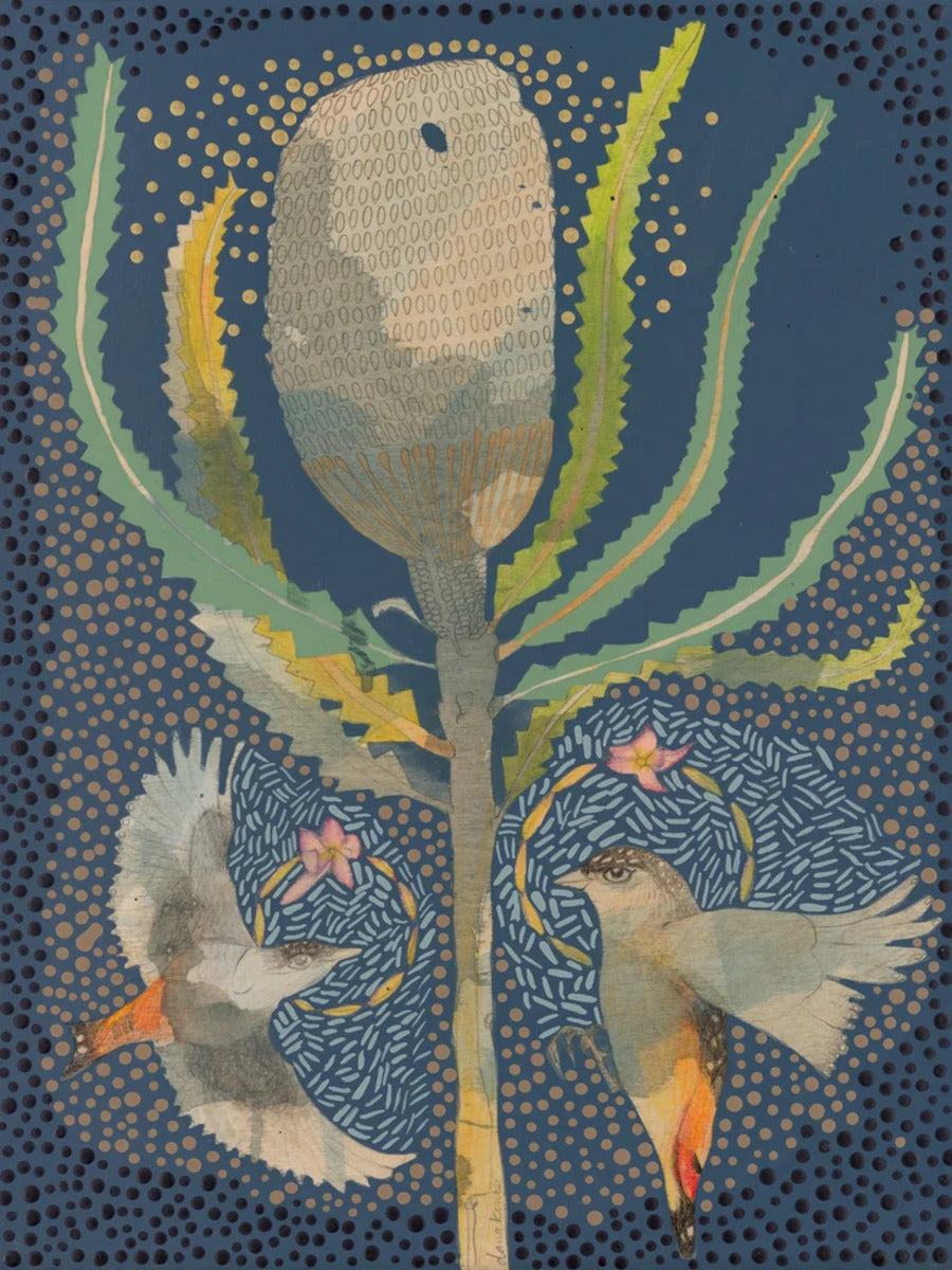 Striated Pardalote and Banksia Burdettii Painting