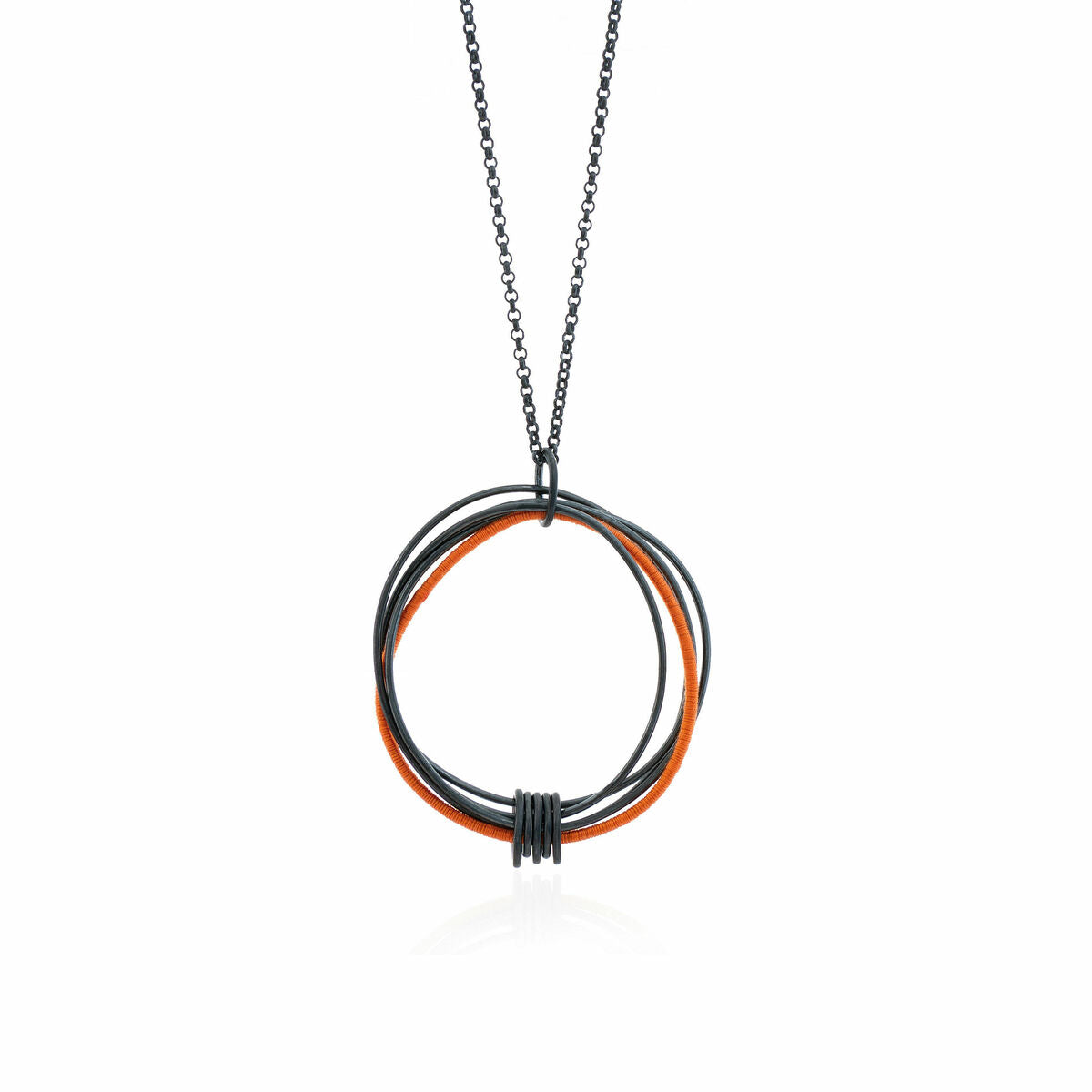 Wrapped Orange Oxidized Pendant on Chain (large)