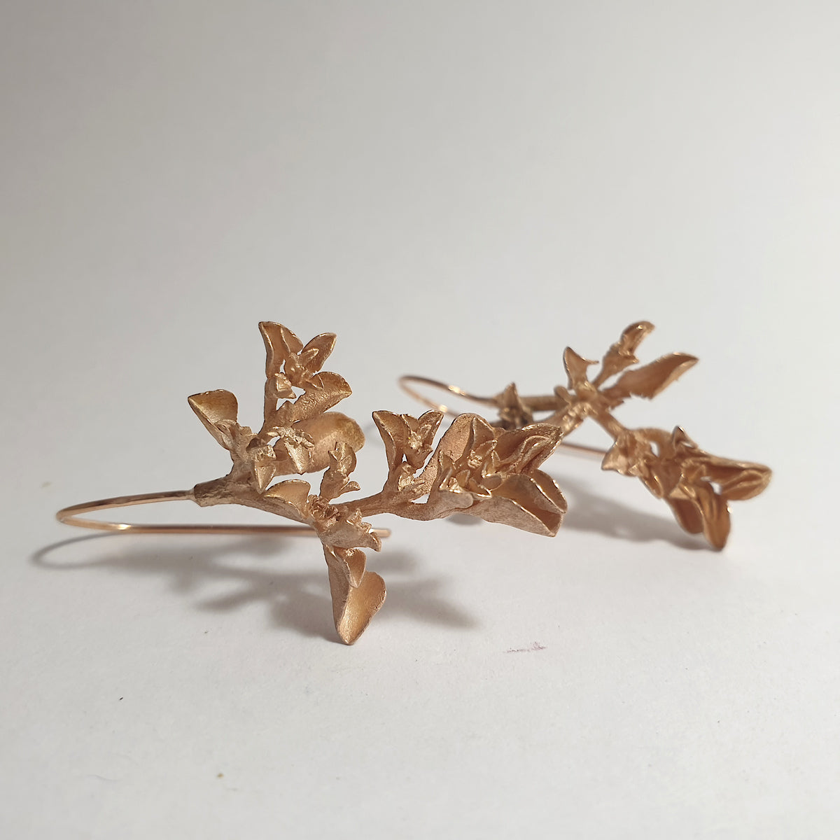 Botanical earrings - galenia weed, pink gold plated