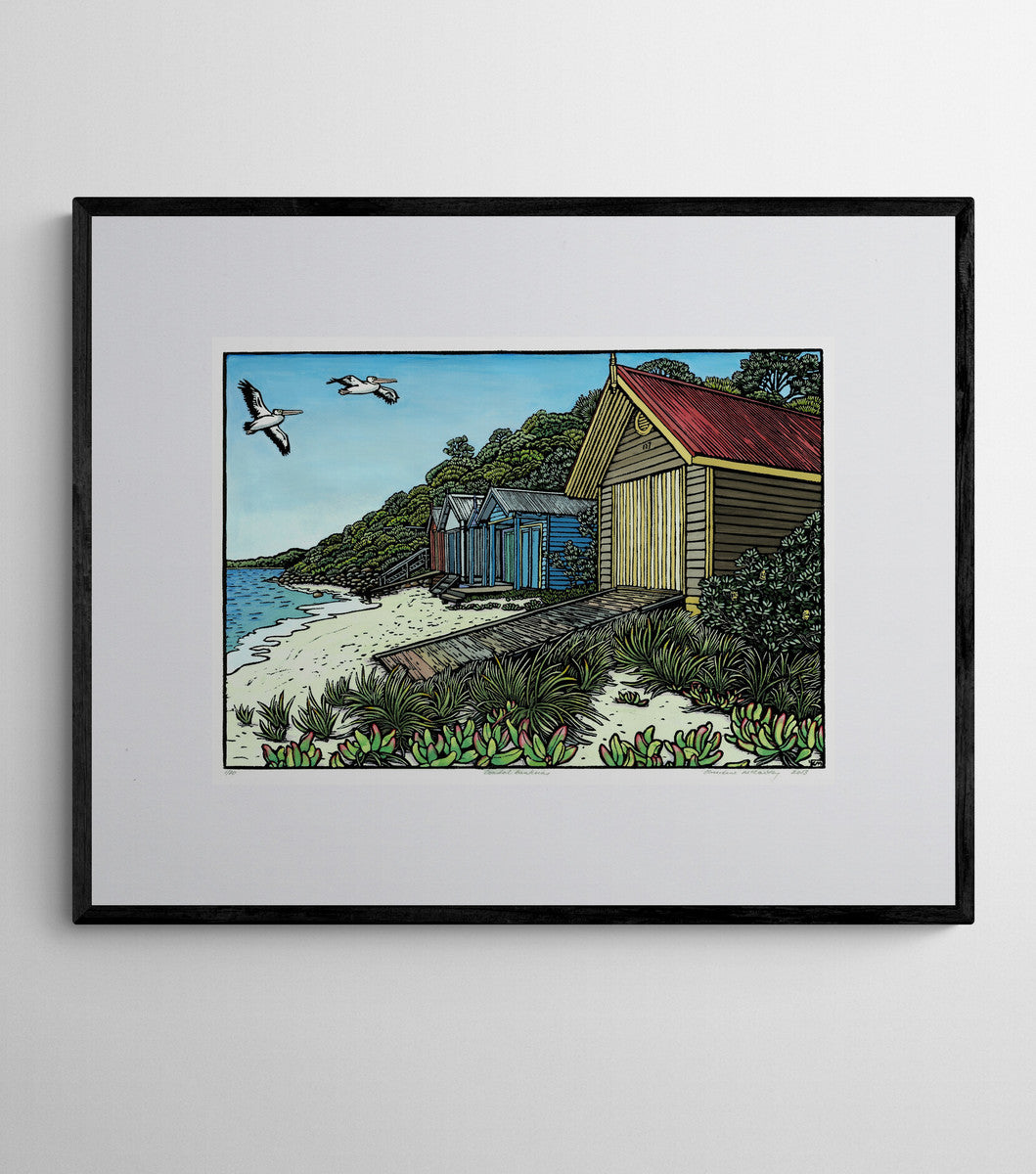 Coastal Banksias with Beach Huts