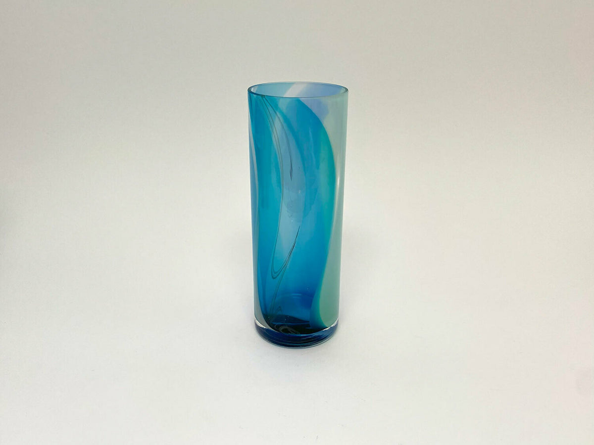 Mixed colour wide cylinder vase - Blue