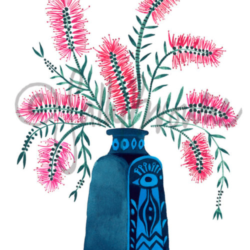 Pink Castillemon in Peacock Vase