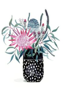 Ceramic Vase of Natives with King Protea