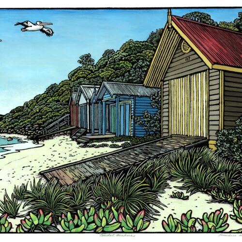 Coastal Banksias with Beach Huts