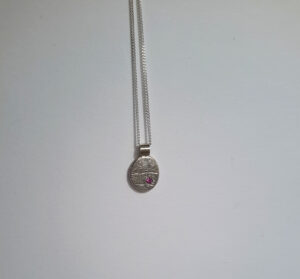 Relic Leaf Impression Necklace with Pink Garnet