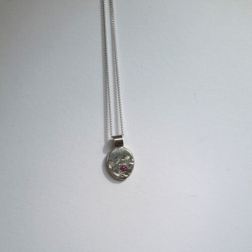 Relic  Blossom Impression Necklace with Pink Garnet