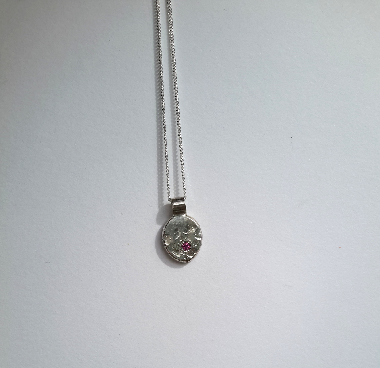 Relic Blossom Impression Necklace with Pink Garnet