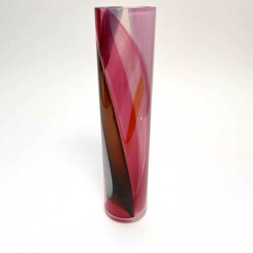Mixed colour tall cylinder vase – pink/brown