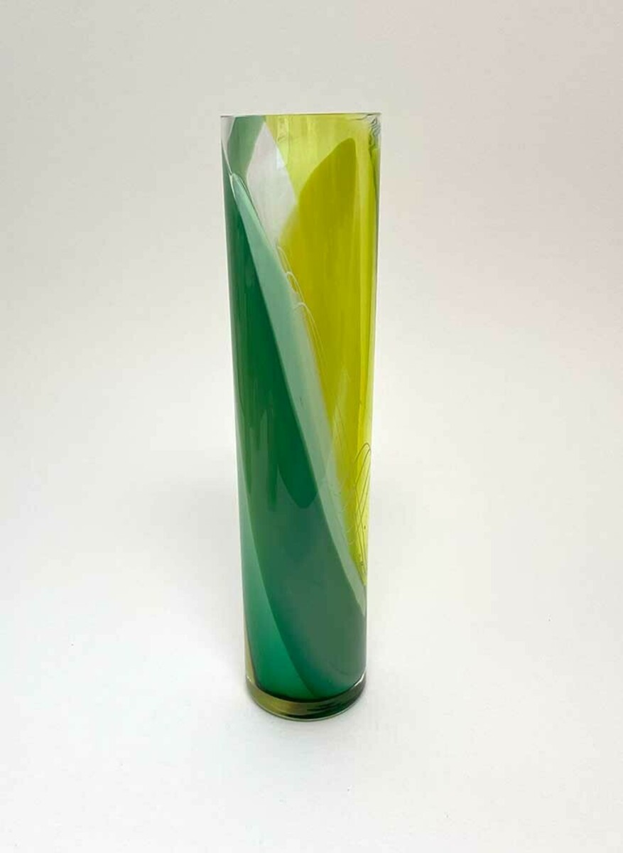 Mixed colour tall cylinder vase - Green