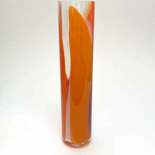 Mixed colour tall cylinder vase – Orange/red