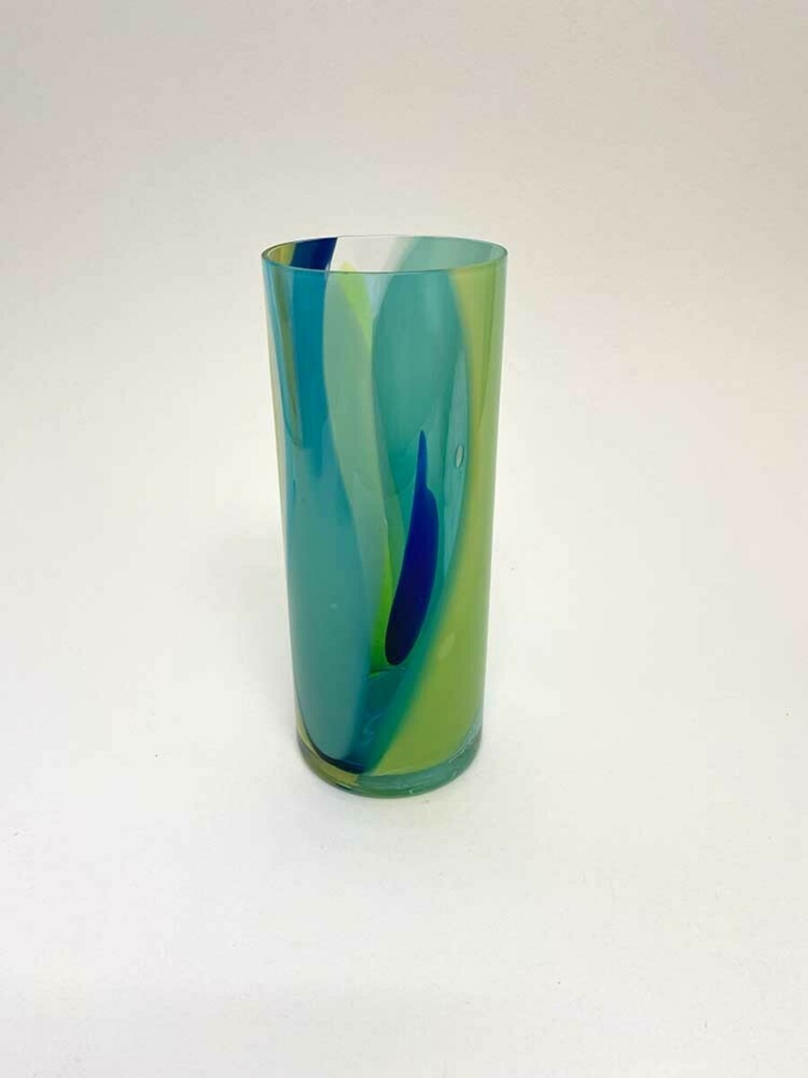 Mixed colour wide cylinder vase - Green