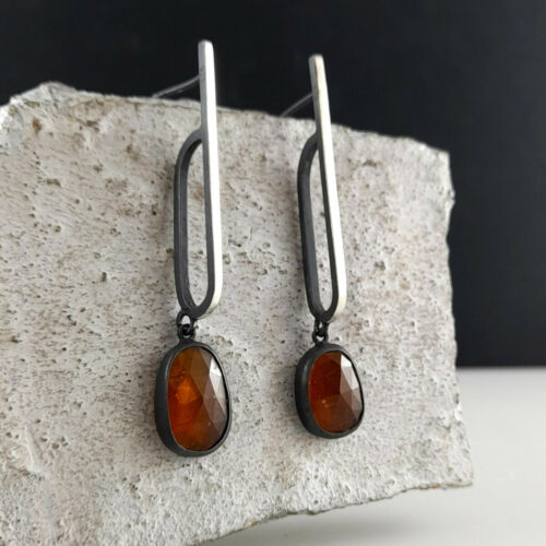 INCLUSION : Orange Kyanite  Small Drop Earrings