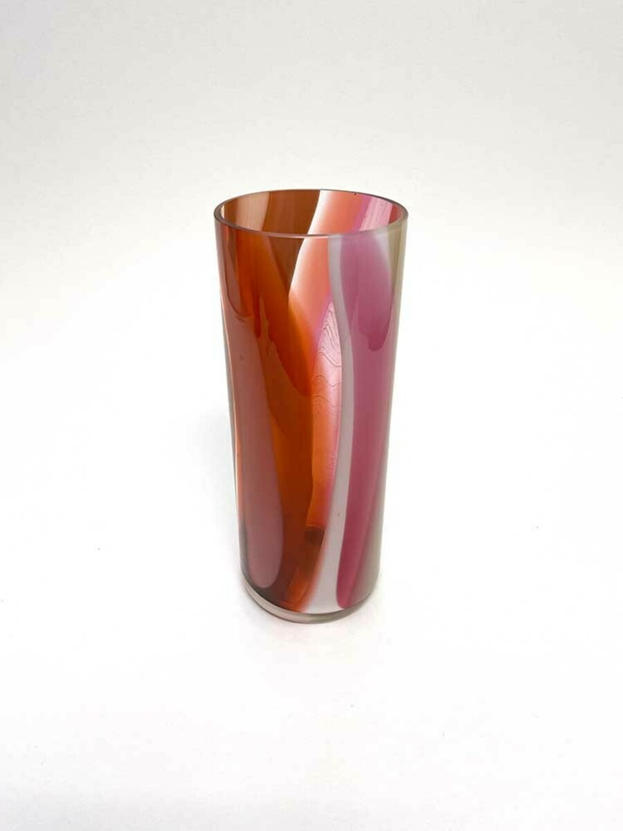 Mixed colour wide cylinder vase - Pink