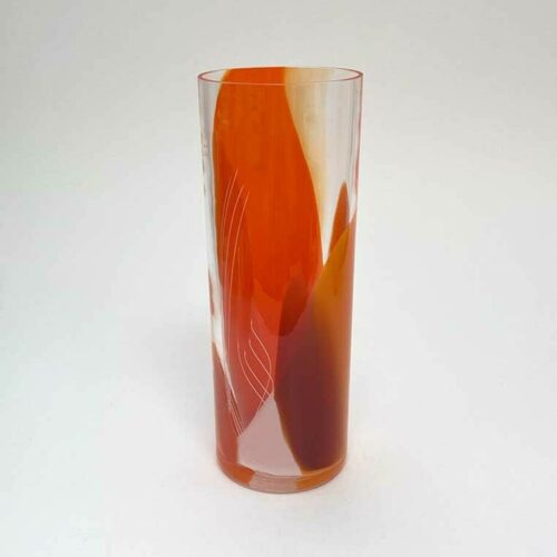 Mixed colour wide cylinder vase – Orange/red