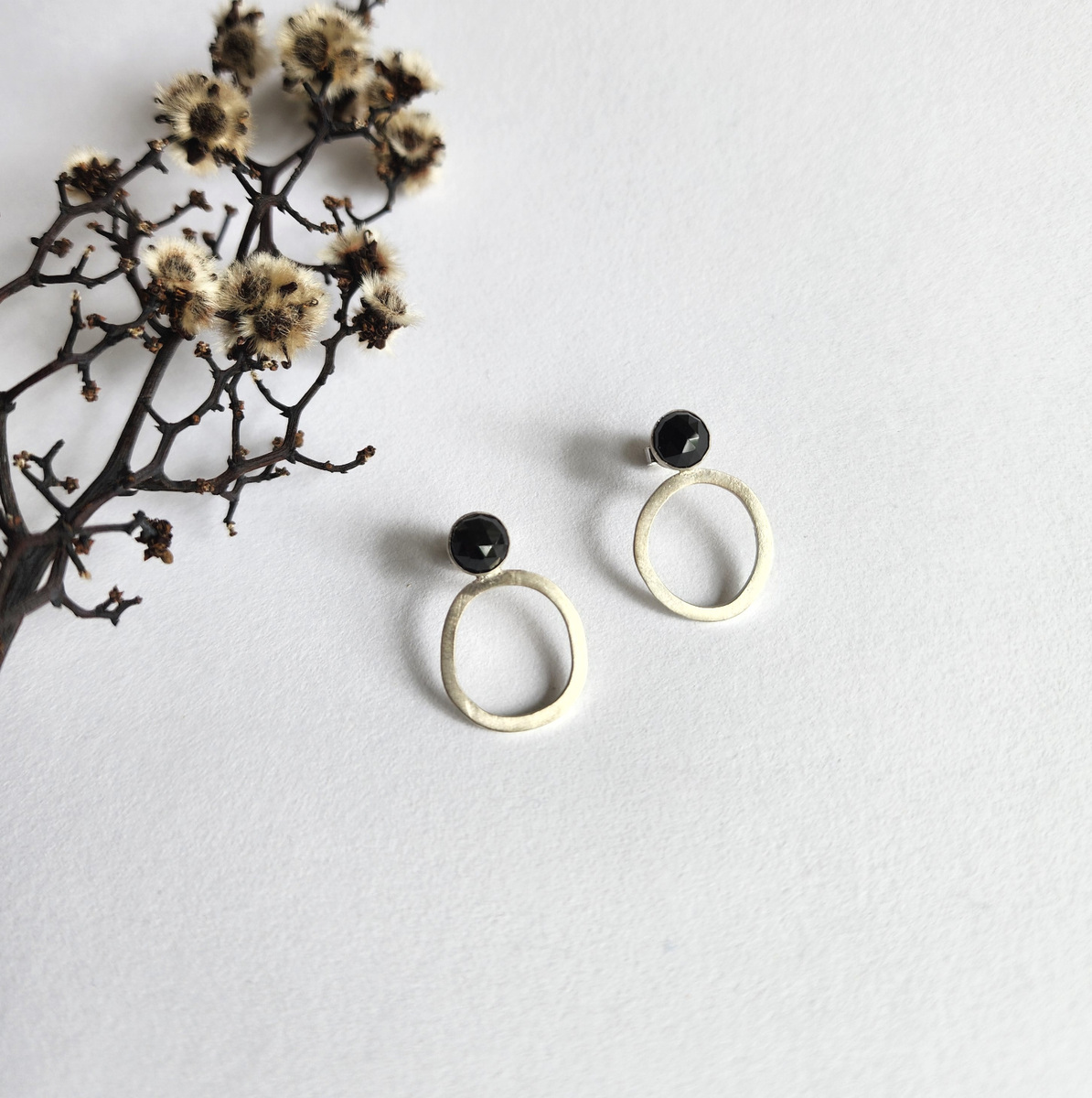 Gemstone Cycle studs with Black Spinel