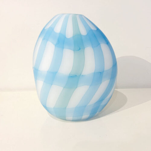 Gingham Vessel – Blue with green stripe