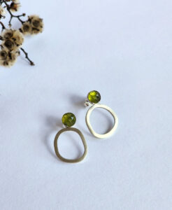 Gemstone Cycle studs with Green Vessonite