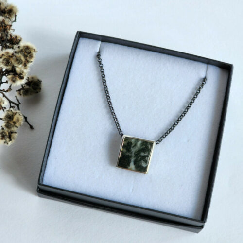Moss Agate Square necklace