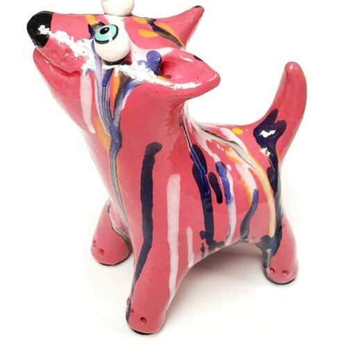 Pink Dog with Coloured Drips- Medium
