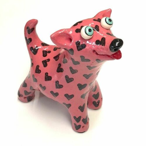 Pink Dog with Black Hearts – Medium