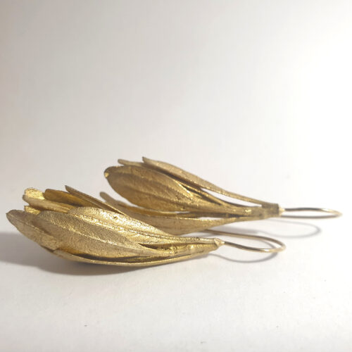 Botanical earrings – silver bush, gold plated