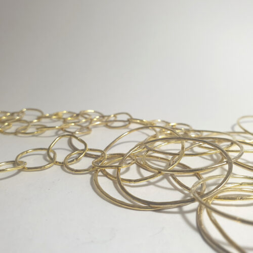 Chain necklace, long, gold plated