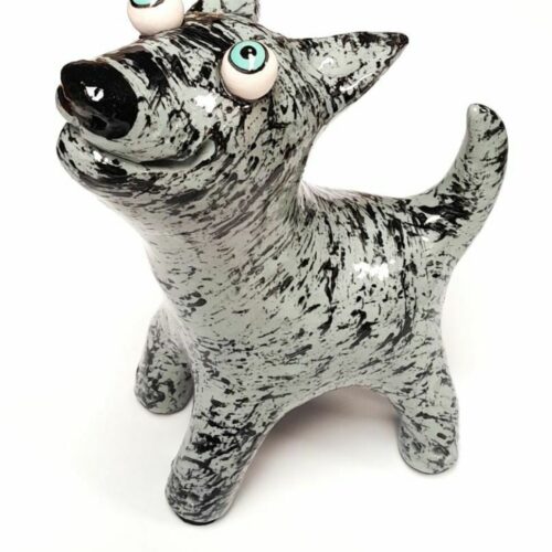 Grey Dog with Black Texture Pattern- Medium