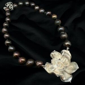 Succulent & Black Freshwater Pearl Necklace