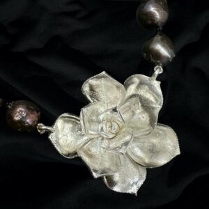 Succulent & Black Freshwater Pearl Necklace