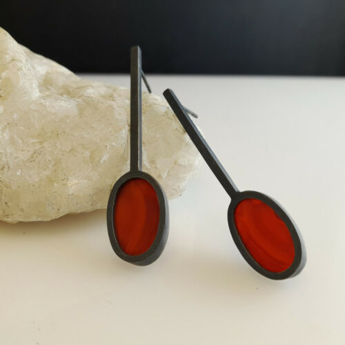 INCLUSION : Oval Carnelian Pendulum Earrings