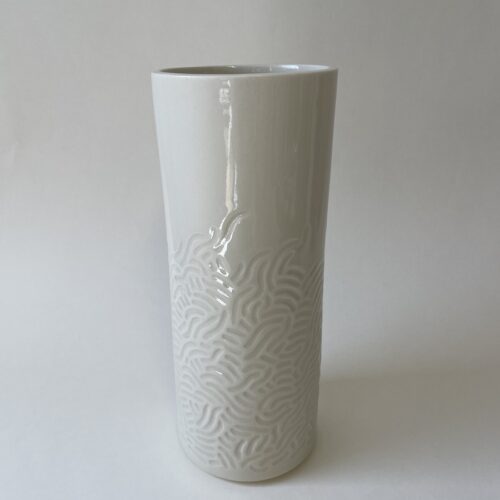 Large Carved Vase – White