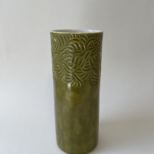 Large Carved Vase – Green