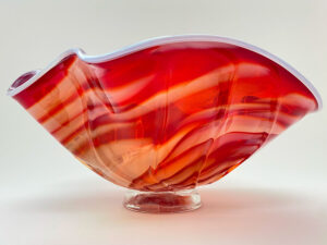 Wave Bowl - Red with White Rim