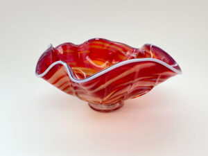 Wave Bowl - Red with White Rim