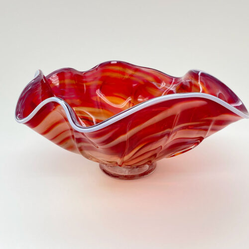 Wave Bowl – Red with White Rim