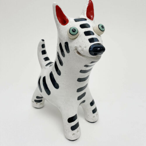 White Dog with Black stripes- Medium