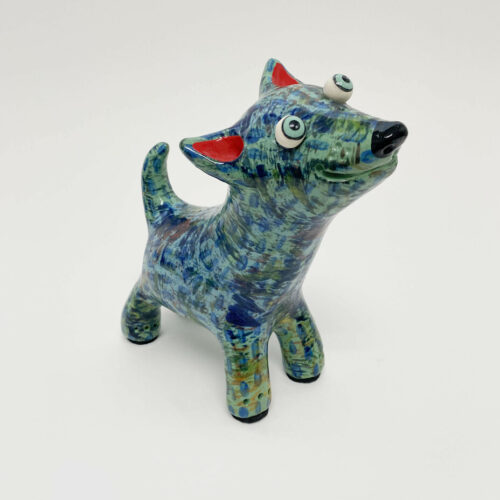 Green Dog with Blue abstract- Medium